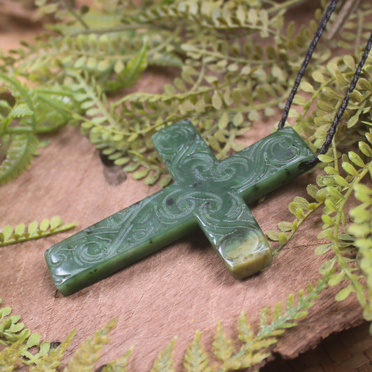 NZ Greenstone Cross pendant 