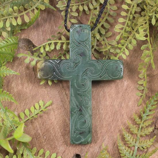 NZ Greenstone Cross pendant 