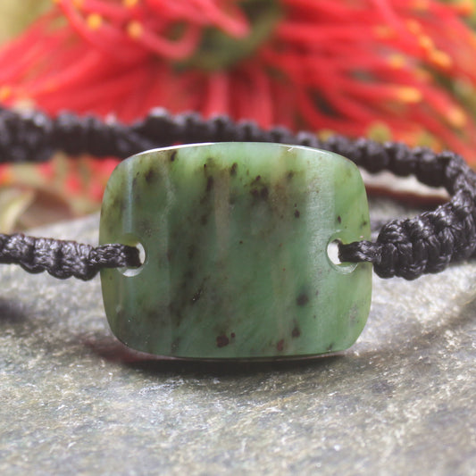 Adjustable cord bracelet with Hapopo Pounamu