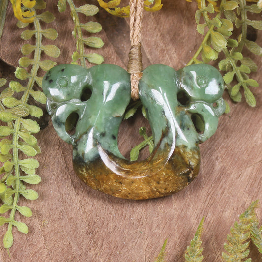 Flower Jade Pounamu Pekapeka Pendant -  NZ Greenstone