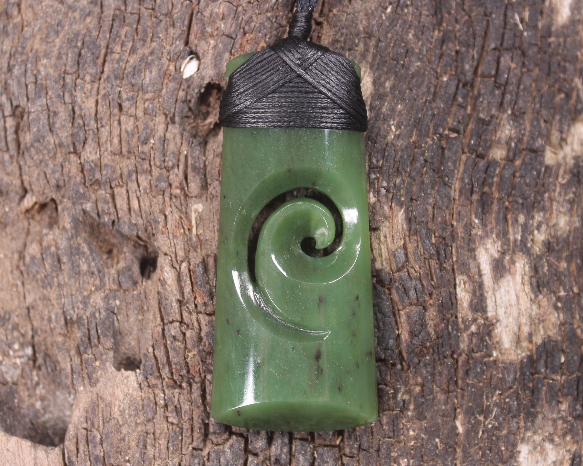Toki or Adze with Koru carved from Hapopo Pounamu - NZ Greenstone