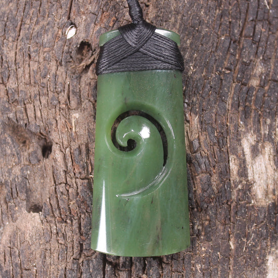 Toki or Adze with Koru carved from Hapopo Pounamu - NZ Greenstone