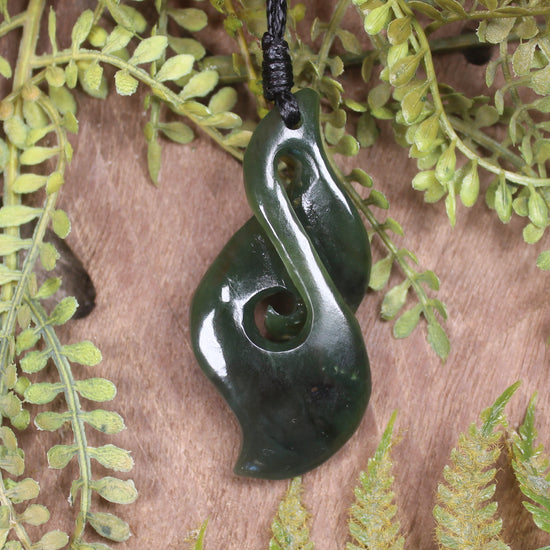 Koru Twist carved from Kawakawa Pounamu - NZ Greenstone