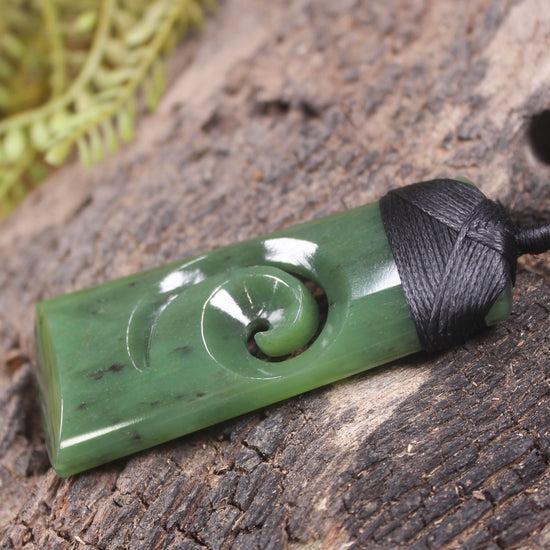 Toki or Adze with Koru carved from Hapopo Pounamu - NZ Greenstone