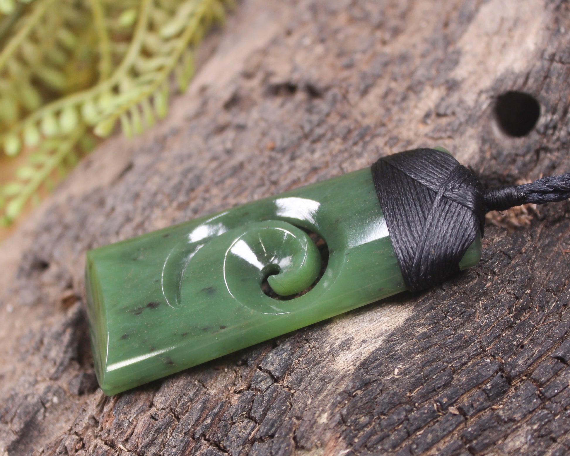 Toki or Adze with Koru carved from Hapopo Pounamu - NZ Greenstone
