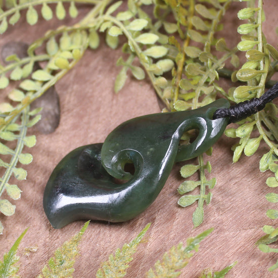 Koru Twist carved from Kawakawa Pounamu - NZ Greenstone