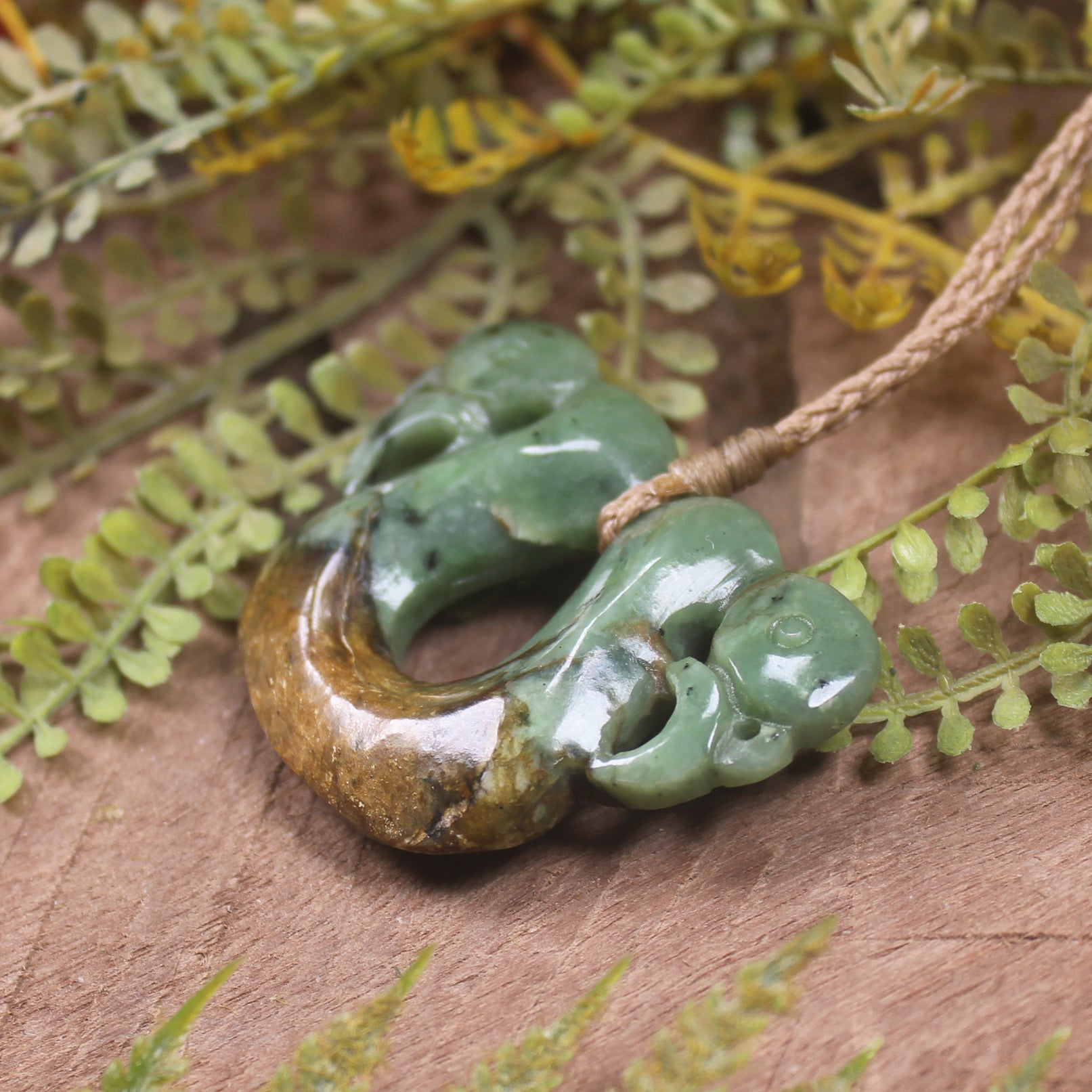 Flower Jade Pounamu Pekapeka Pendant -  NZ Greenstone