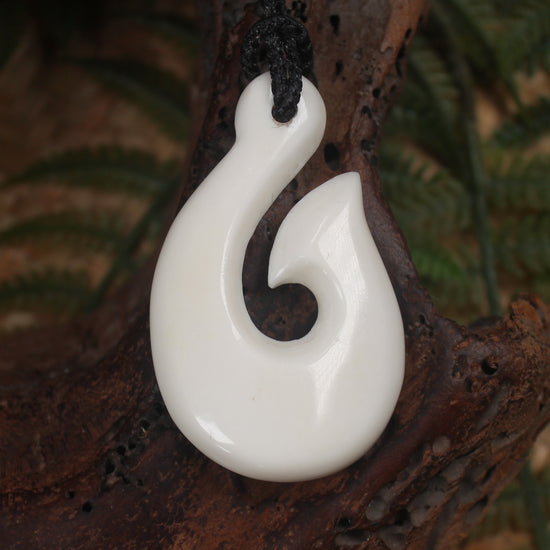 Hei Matau carved from NZ beef bone
