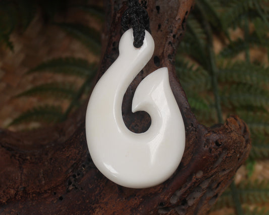 Hei Matau carved from NZ beef bone