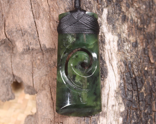 Toki or Adze with Koru Pendant carved from Rimu Pounamu - NZ Greenstone