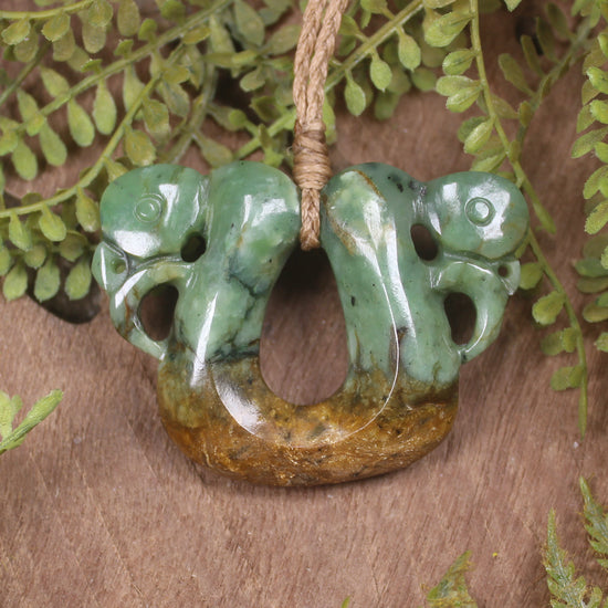Flower Jade Pounamu Pekapeka Pendant -  NZ Greenstone