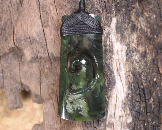 Toki or Adze with Koru Pendant carved from Rimu Pounamu - NZ Greenstone