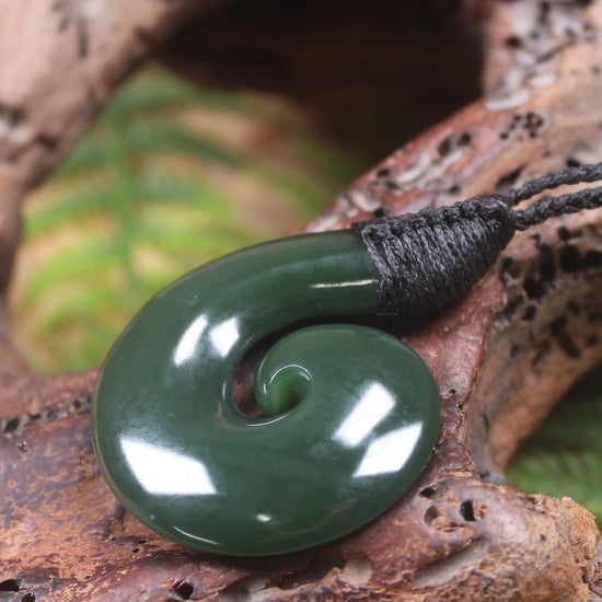 Hei Matau or Fish Hook carved from Kawakawa Pounamu - NZ Greenstone