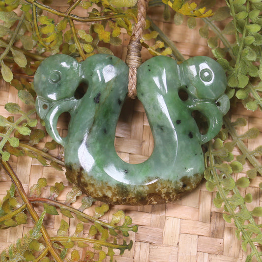 Flower Jade Pounamu Pekapeka Pendant -  NZ Greenstone