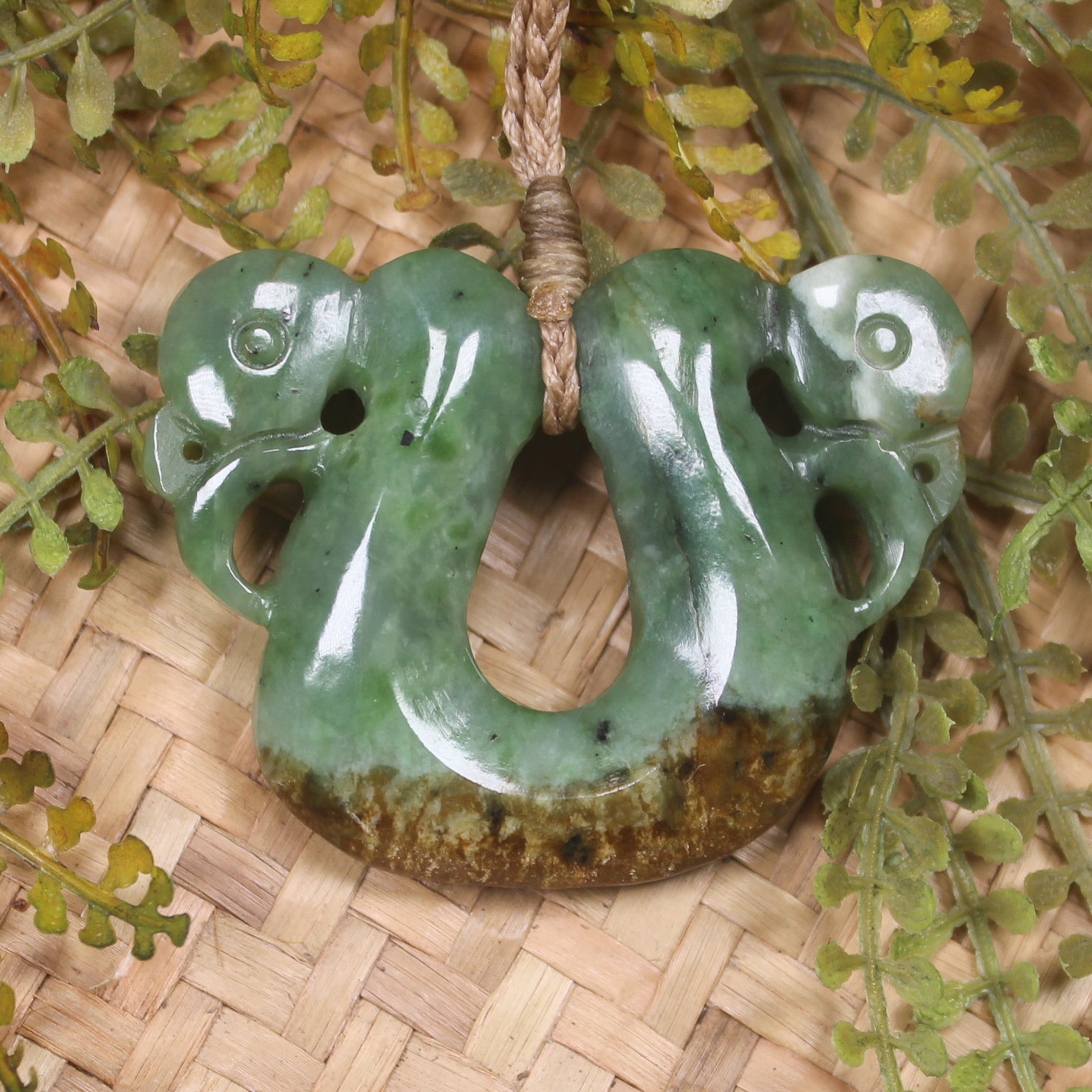 Flower Jade Pounamu Pekapeka Pendant -  NZ Greenstone