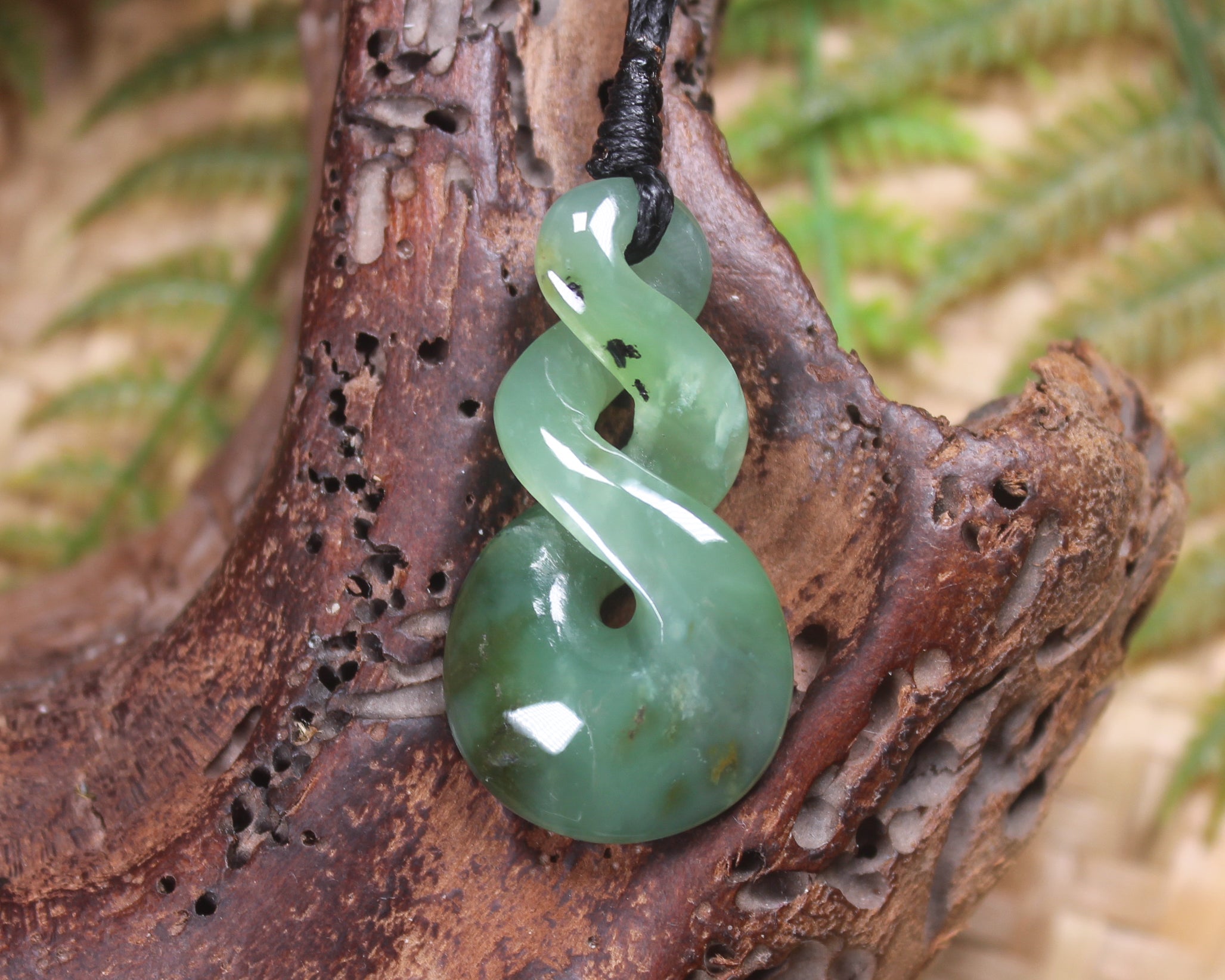 Twist carved from Inanga Pounamu - NZ Greenstone