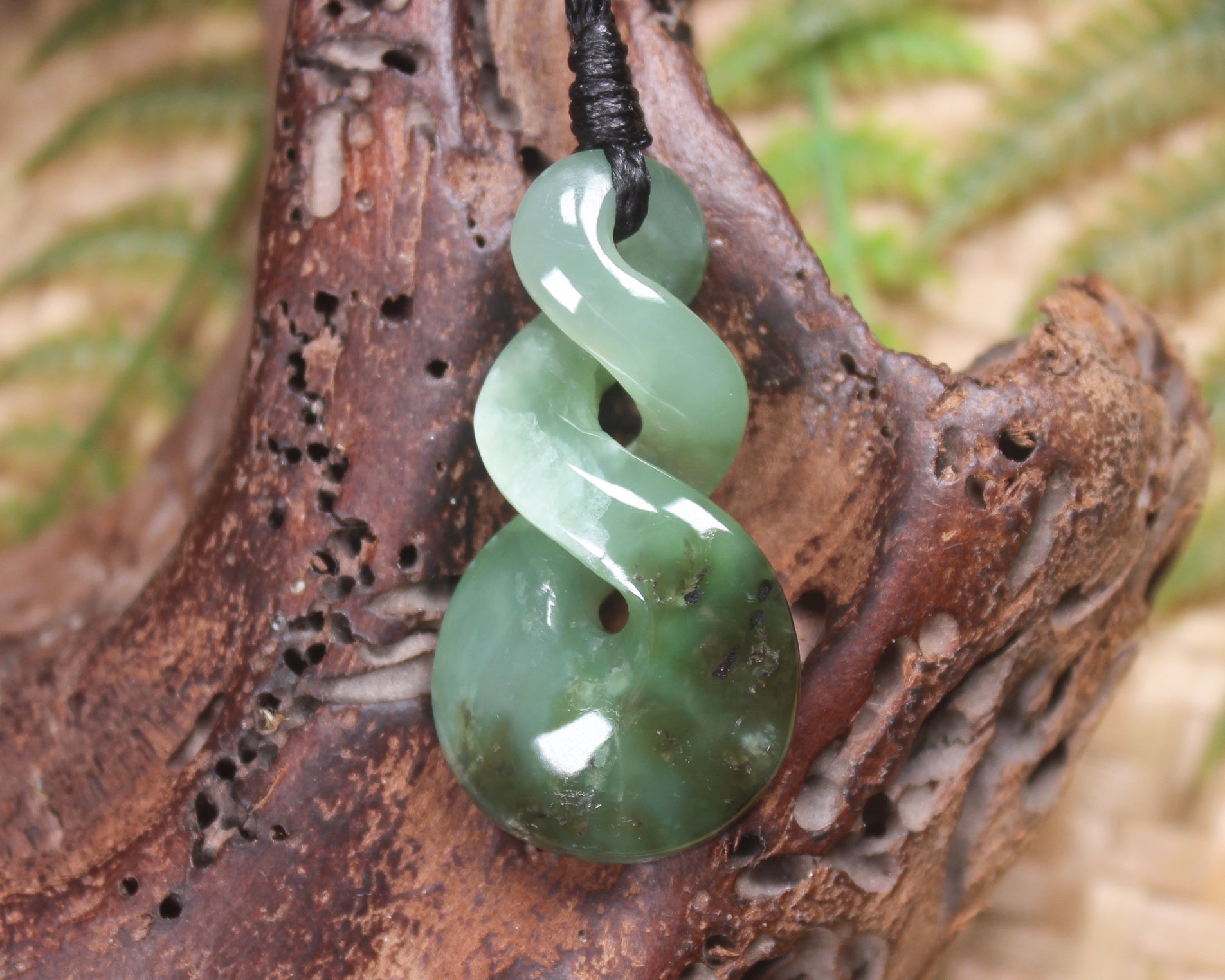 Twist carved from Inanga Pounamu - NZ Greenstone