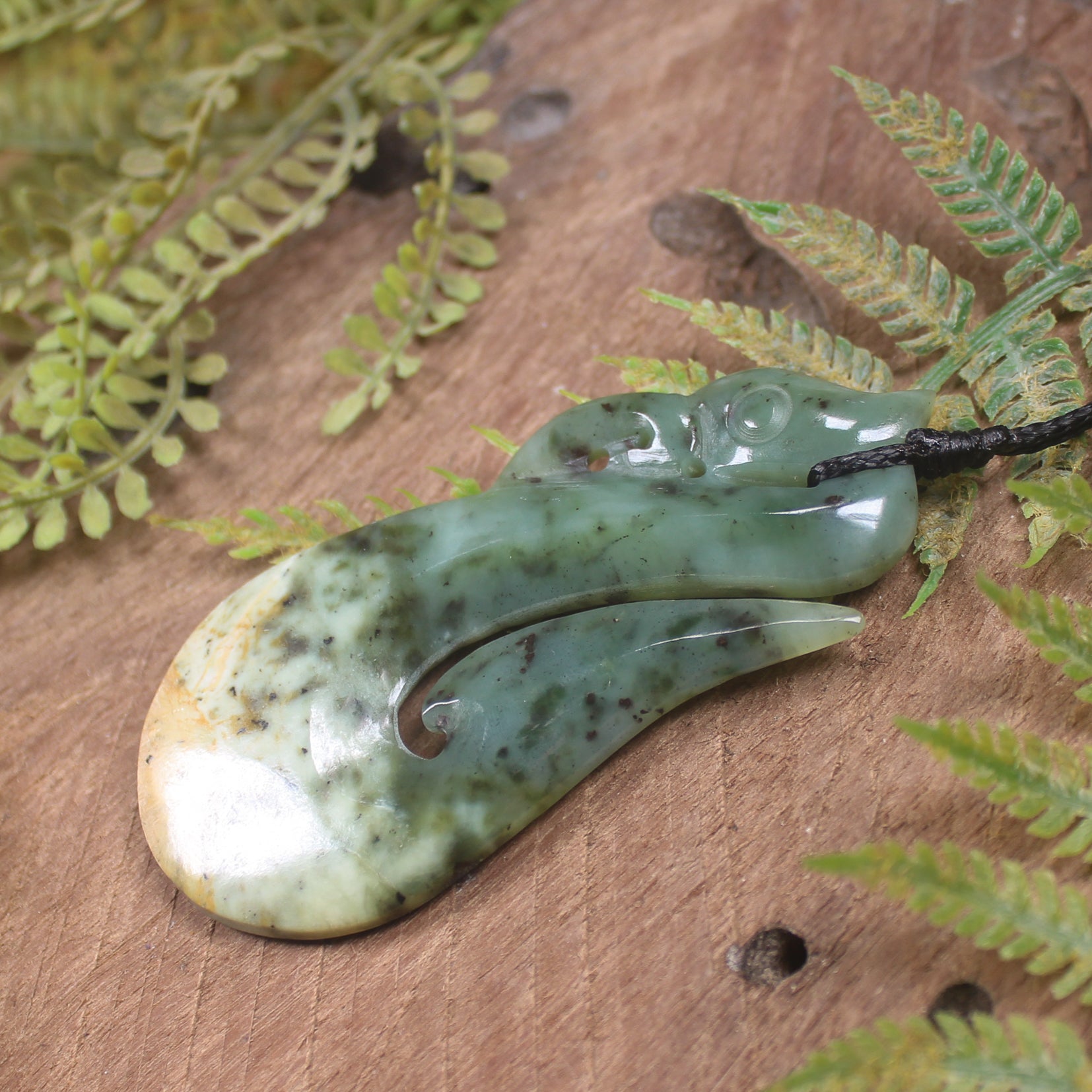 Manaia carved from Flower Jade Pounamu - NZ Greenstone