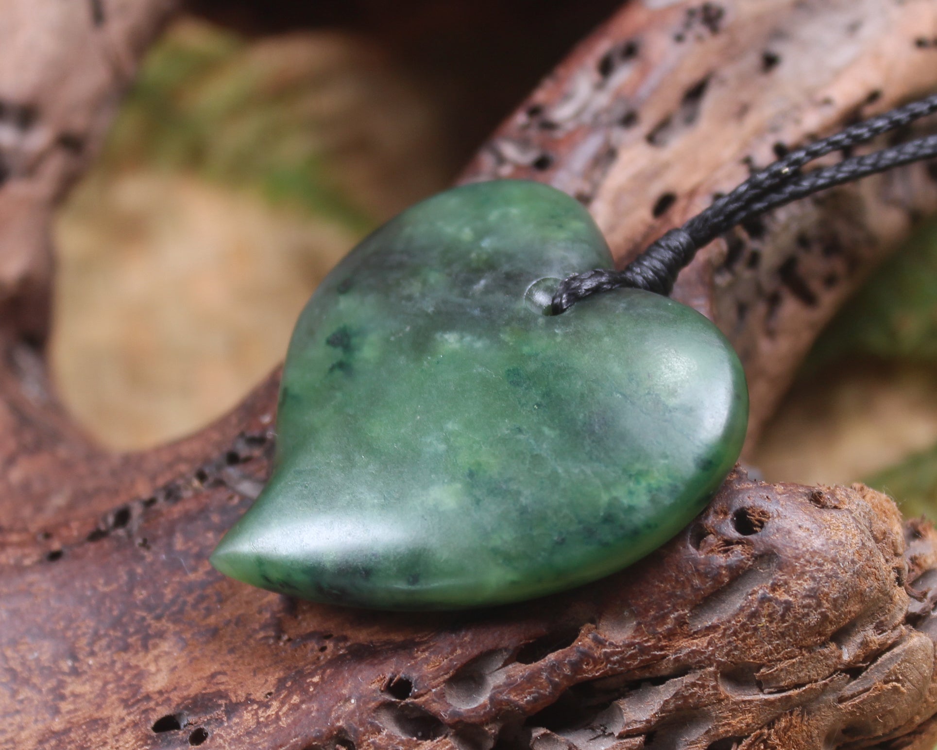 Heart carved from Kawakawa Pounamu - NZ Greenstone