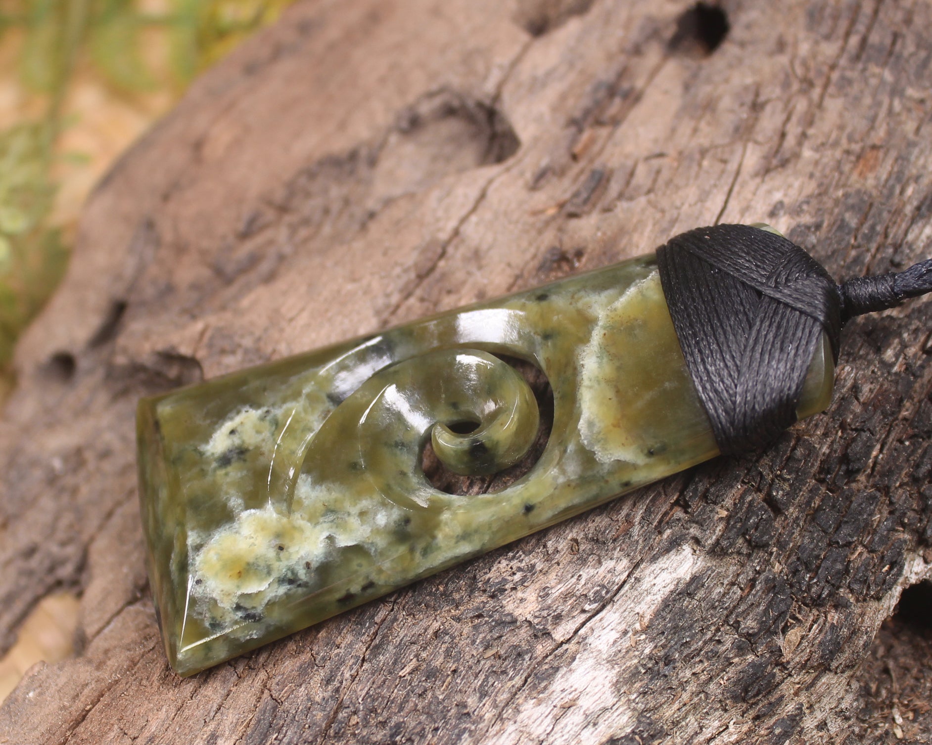 Toki or Adze with Koru Pendant carved from Rimu Pounamu - NZ Greenstone