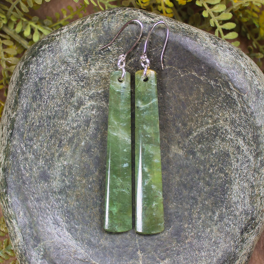 NZ Greenstone Roimata Earrings Hapopo Pounamu