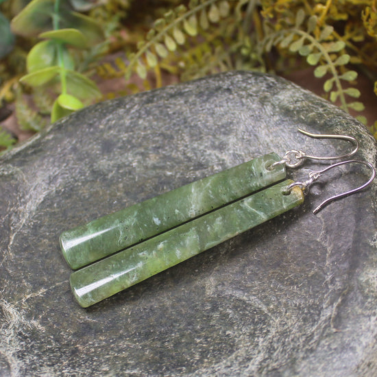 NZ Greenstone Roimata Earrings Hapopo Pounamu