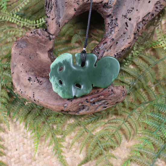 Hei Tiki carved from Flower Jade Pounamu - NZ Greenstone
