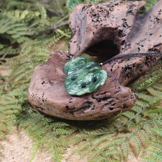 Hei Tiki carved from Flower Jade Pounamu - NZ Greenstone