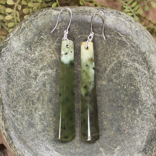 Roimata or Teardrop earrings carved from Rimu Pounamu - NZ Greenstone