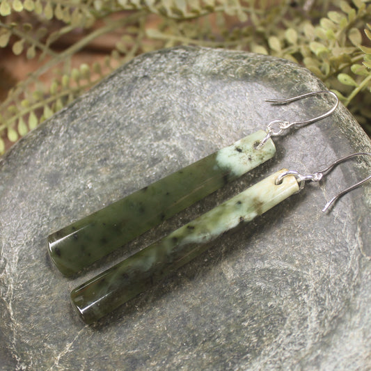 Roimata or Teardrop earrings carved from Rimu Pounamu - NZ Greenstone