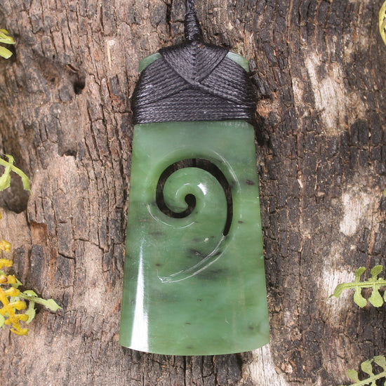 Toki or Adze with Koru carved from Hapopo Pounamu - NZ Greenstone