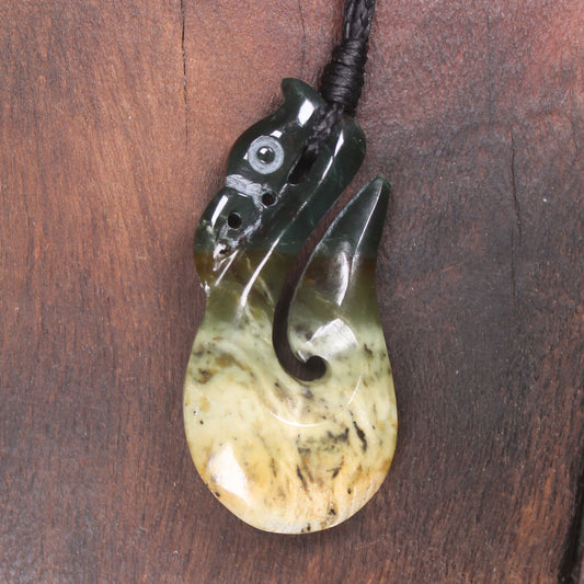 Manaia carved from Flower Jade Pounamu - NZ Greenstone