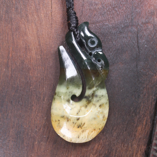 Manaia carved from Flower Jade Pounamu - NZ Greenstone