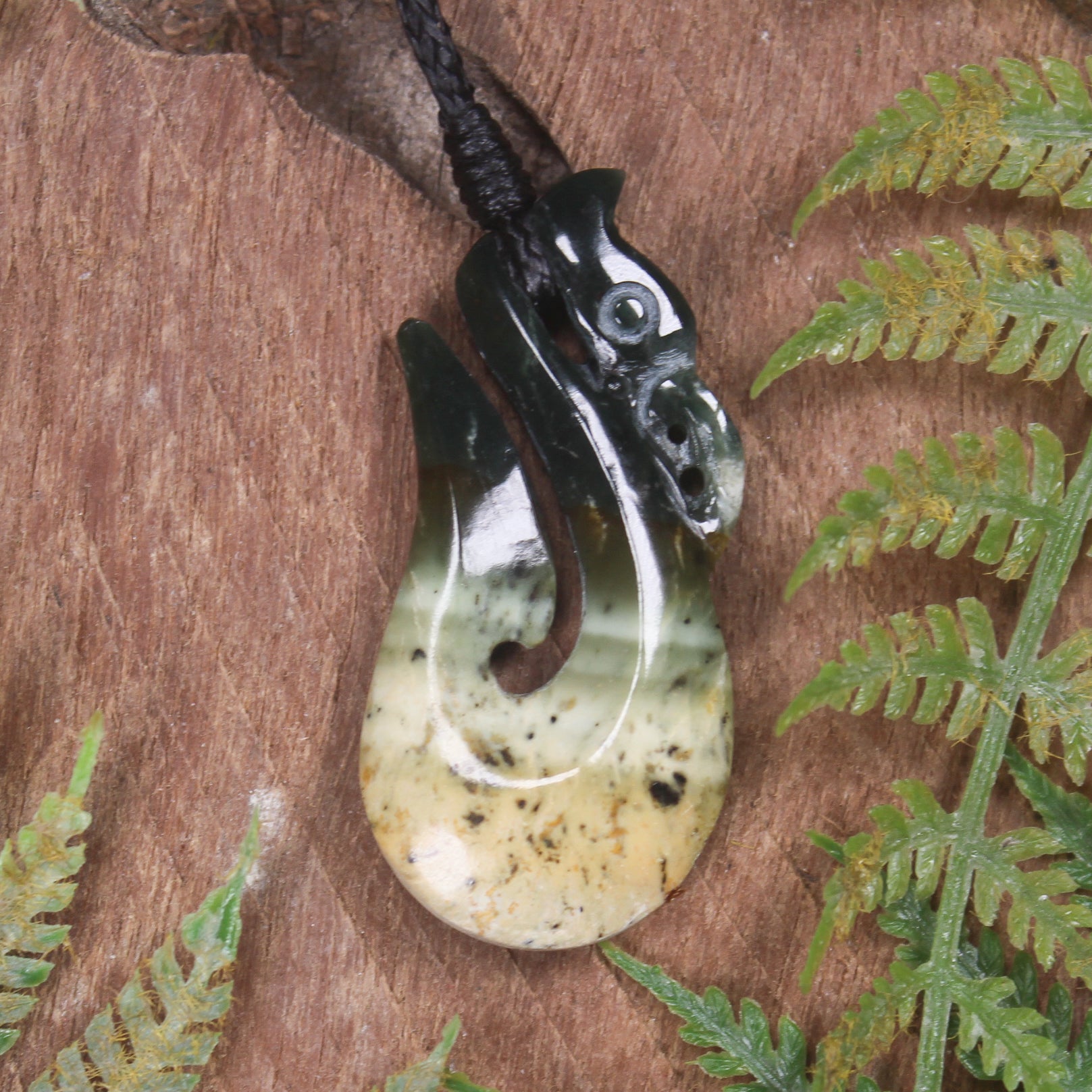 Manaia carved from Flower Jade Pounamu - NZ Greenstone