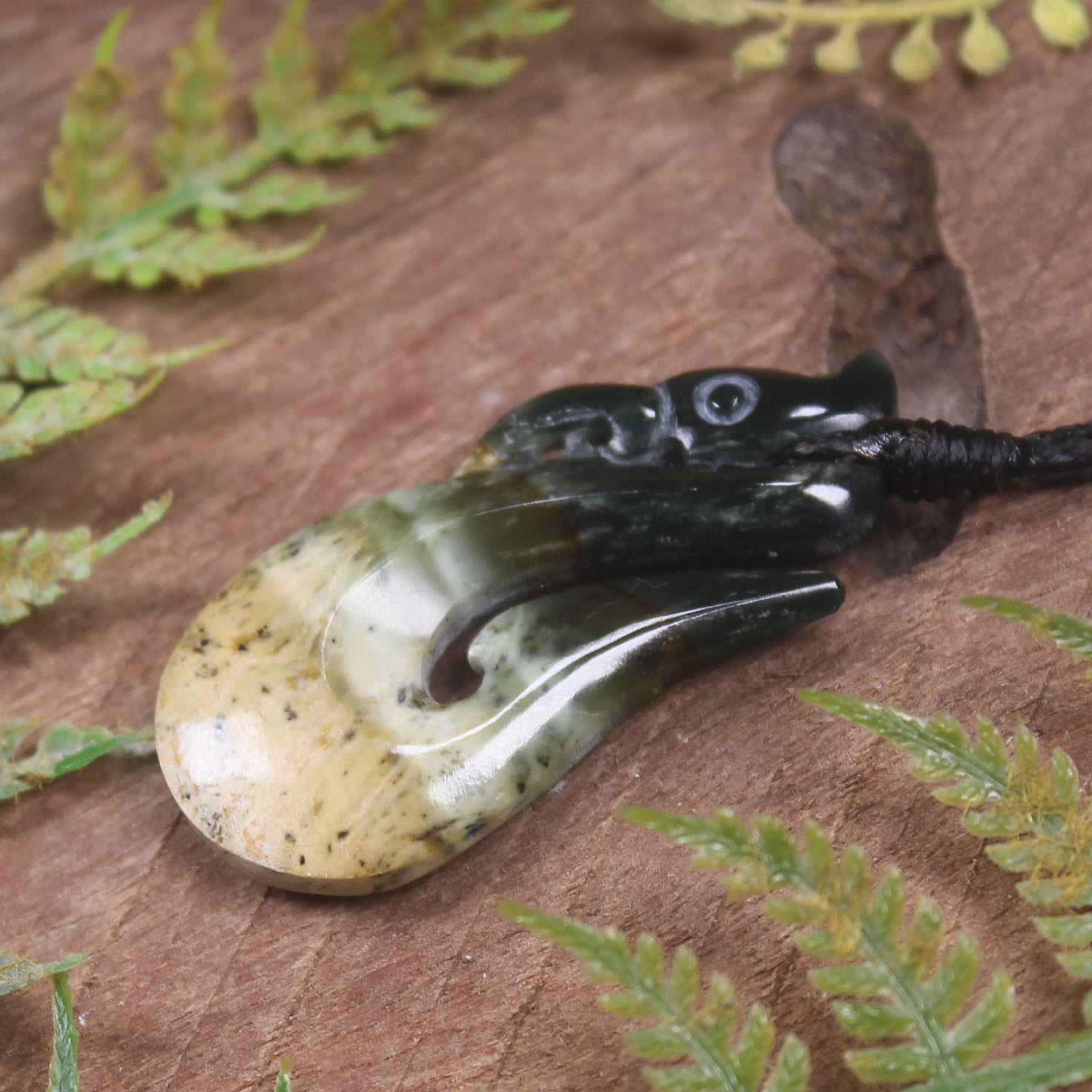 Manaia carved from Flower Jade Pounamu - NZ Greenstone