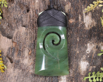 Toki or Adze with Koru carved from Hapopo Pounamu - NZ Greenstone