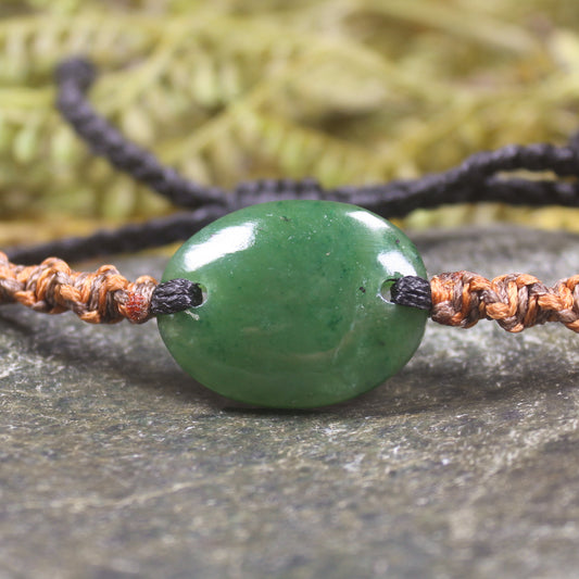 Adjustable cord bracelet with Hapopo Pounamu