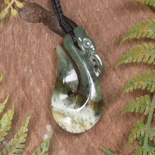 Manaia carved from Flower Jade Pounamu - NZ Greenstone