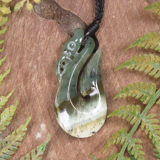 Manaia carved from Flower Jade Pounamu - NZ Greenstone