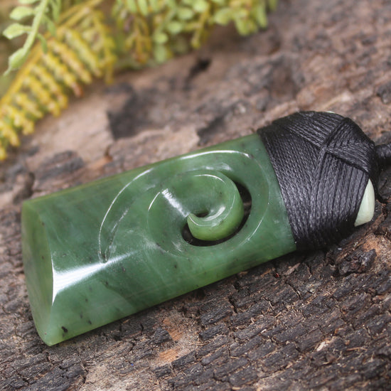 Toki or Adze with Koru carved from Hapopo Pounamu - NZ Greenstone