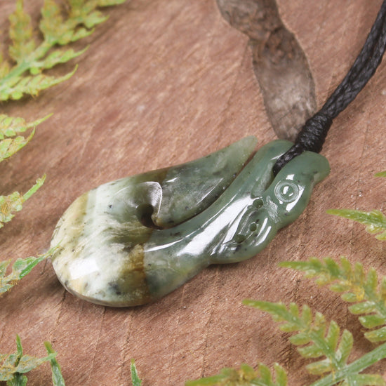 Manaia carved from Flower Jade Pounamu - NZ Greenstone