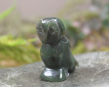 Pounamu owl sculpture