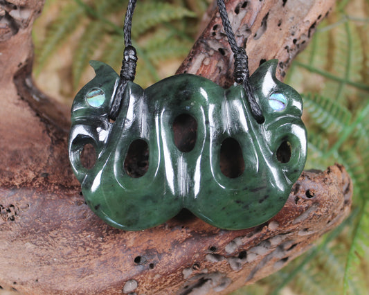 Pekapeka Pendant carved from Hapopo Pounamu - NZ Greenstone