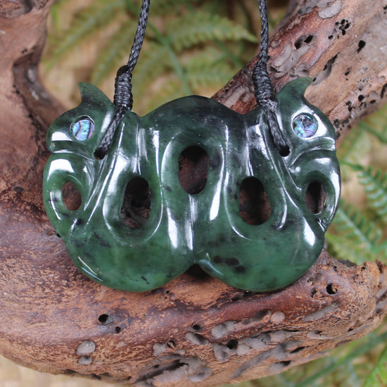 Pekapeka Pendant carved from Hapopo Pounamu - NZ Greenstone