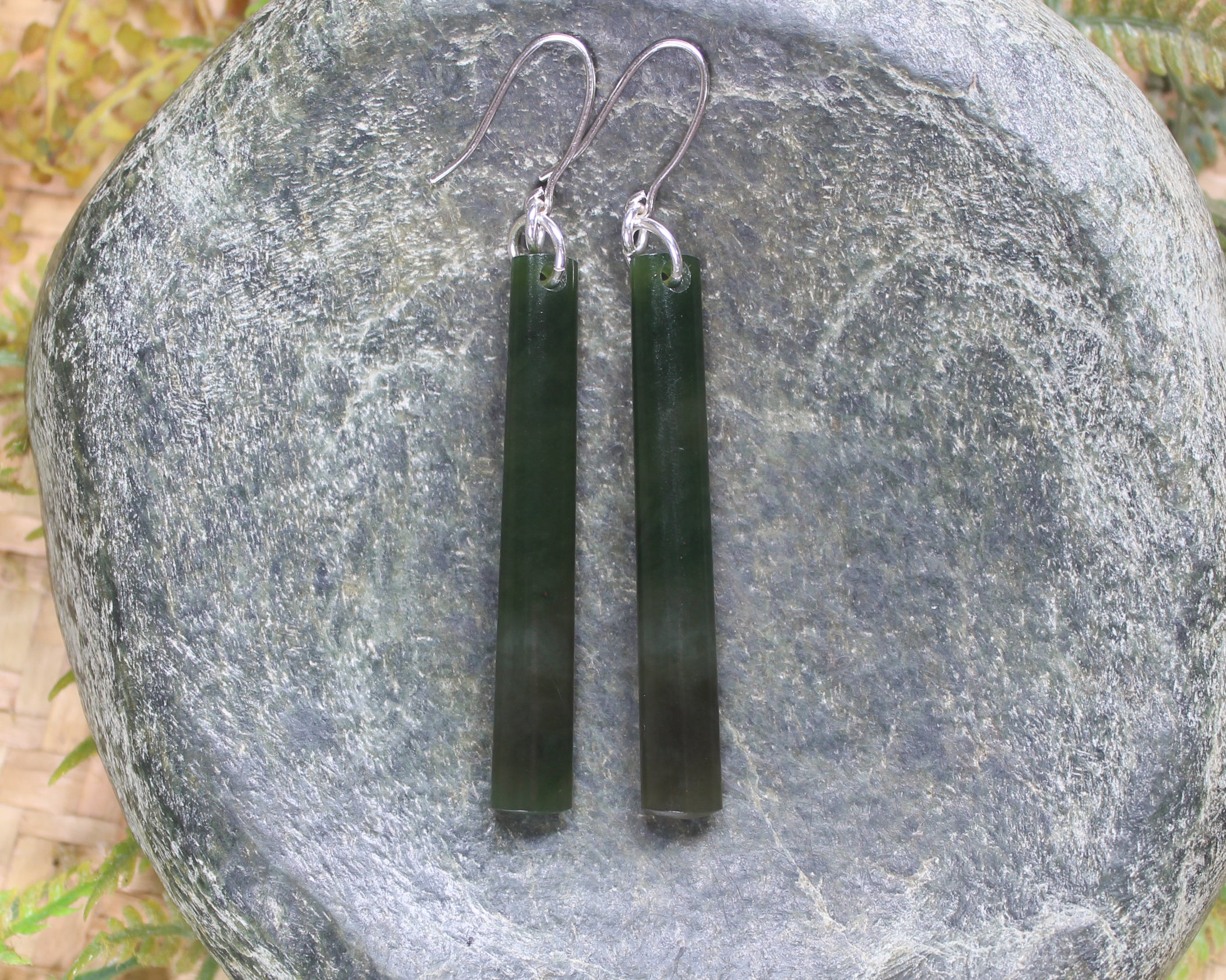 Roimata or Teardrop earrings carved from Rimu Pounamu - NZ Greenstone