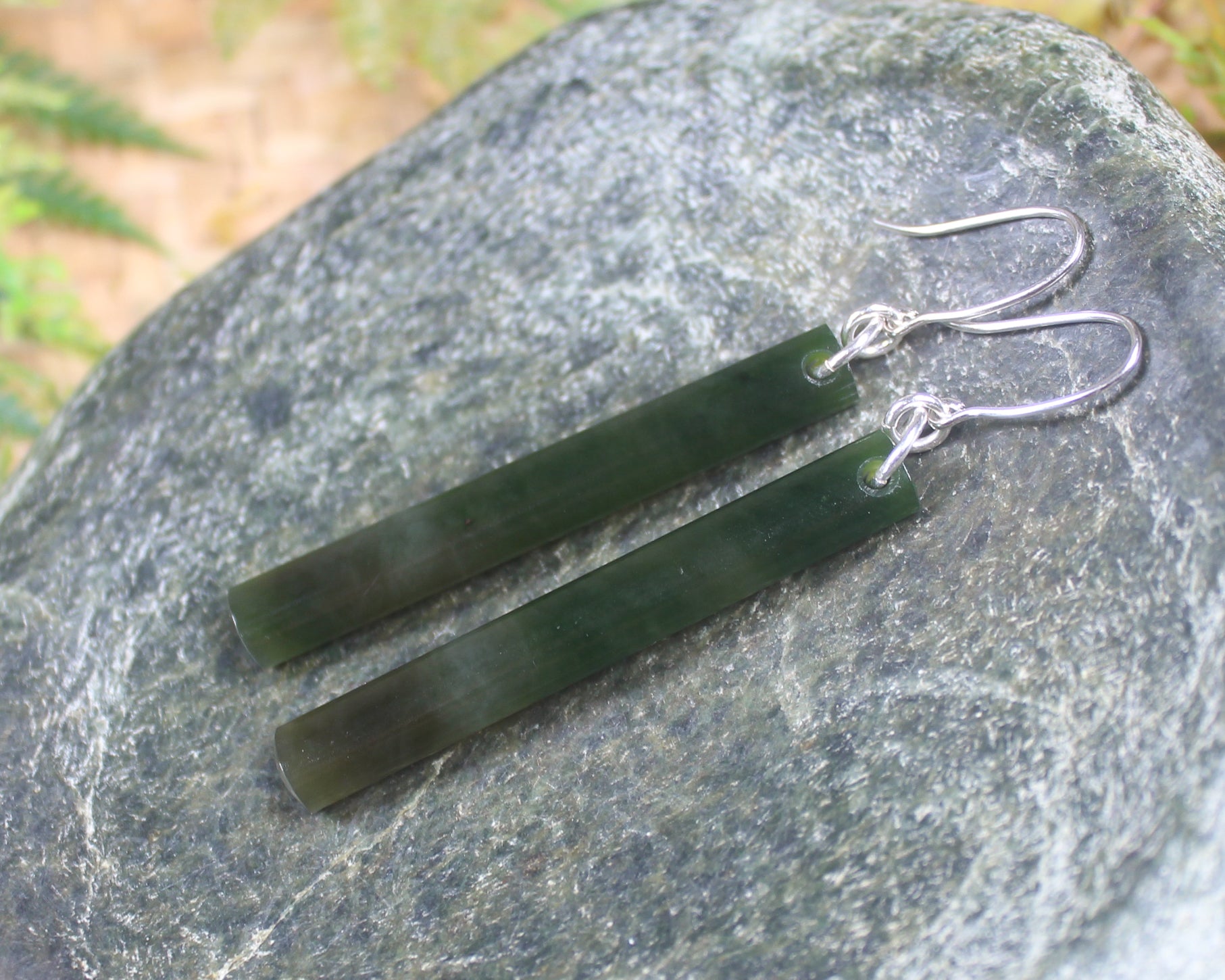 Roimata or Teardrop earrings carved from Rimu Pounamu - NZ Greenstone