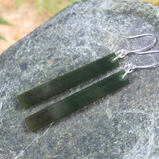 Roimata or Teardrop earrings carved from Rimu Pounamu - NZ Greenstone