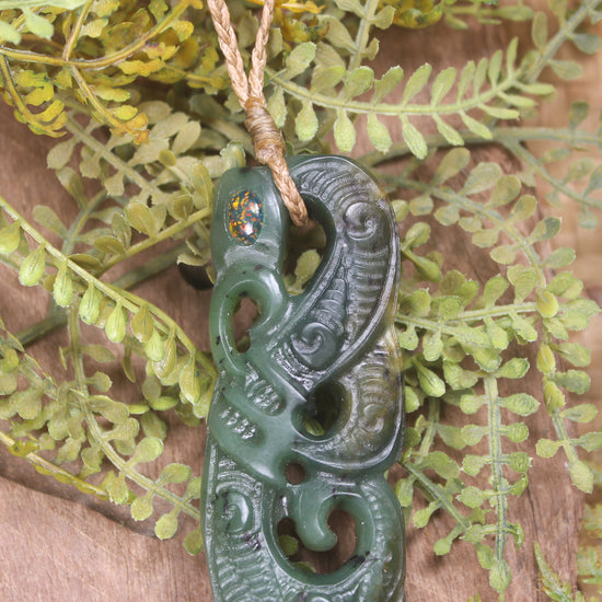 Manaia carved from Flower Jade Pounamu - NZ Greenstone