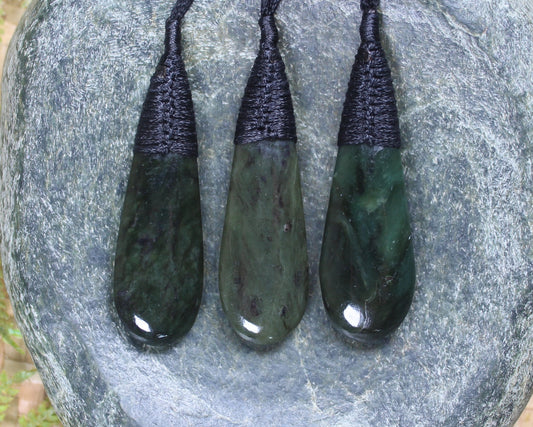 Roimata Teardrop carved from Rimu Pounamu - NZ Greenstone