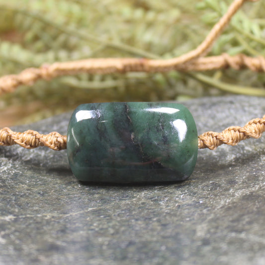 Adjustable cord bracelet with Rimu Pounamu